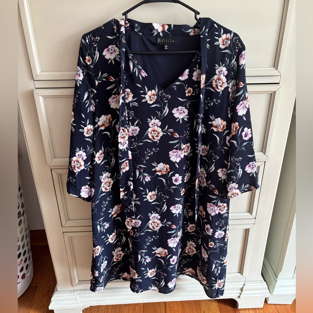 Floral Navy Dress with Pink and White Flowers